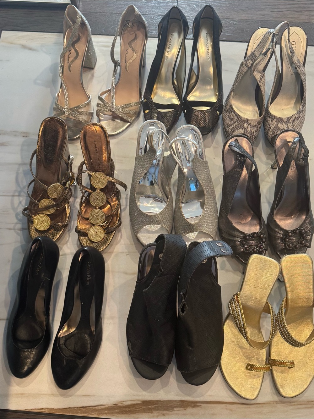 Gold Metallic Slingback Sandals - Unbranded